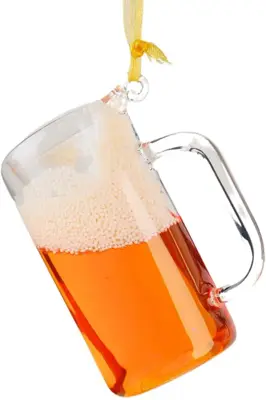 Kurt S. Adler glazen kerstbal pull bier 8cm transparant - afbeelding 1