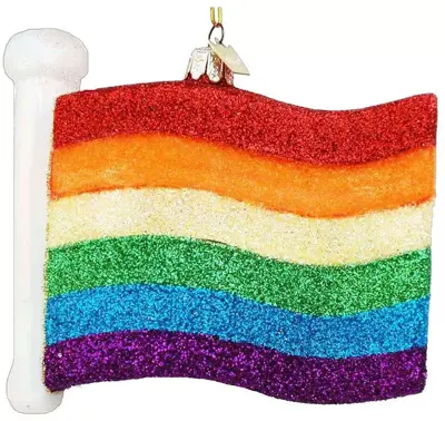 Kurt S. Adler glazen kerstbal regenboogvlag 10cm multi - afbeelding 1