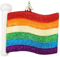 Kurt S. Adler glazen kerstbal regenboogvlag 10cm multi - afbeelding 1