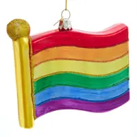 Kurt S. Adler glazen kerstbal regenboogvlag 12cm multi - afbeelding 1