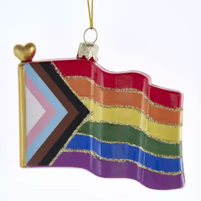 Kurt S. Adler glazen kerstbal regenboogvlag 9cm multi - afbeelding 1