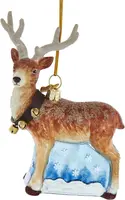 Kurt S. Adler glazen kerstbal rendier 11cm multi - afbeelding 1