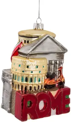 Kurt S. Adler glazen kerstbal rome 13cm multi - afbeelding 3