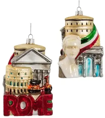 Kurt S. Adler glazen kerstbal rome 13cm multi - afbeelding 1