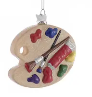 Kurt S. Adler glazen kerstbal schilderspalet 8cm multi - afbeelding 1