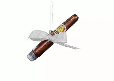 Kurt S. Adler glazen kerstbal sigaar met strik 13cm bruin  - afbeelding 1