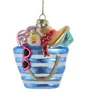Kurt S. Adler glazen kerstbal strandtas 14.5cm multi - afbeelding 1