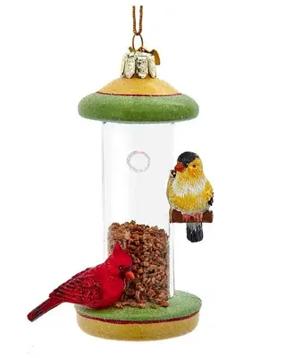 Kurt S. Adler glazen kerstbal vogelvoederstation 11cm multi - afbeelding 1