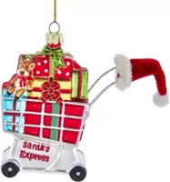 Kurt S. Adler glazen kerstbal winkelwagen met cadeaus 13cm multi - afbeelding 1