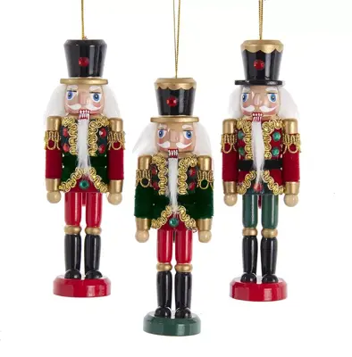 Kurt S. Adler houten kerstbal notenkraker 15cm rood, groen  - afbeelding 1