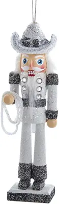 Kurt S. Adler houten kerstbal notenkraker cowboy 15cm zilver - afbeelding 1