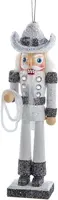 Kurt S. Adler houten kerstbal notenkraker cowboy 15cm zilver - afbeelding 1