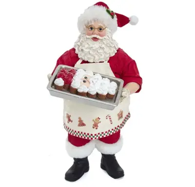 Kurt S. Adler kerstman bakker 30cm rood, wit - afbeelding 1