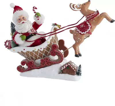 Kurt S. Adler kerstman in peperkoekslee 25cm rood, wit - afbeelding 1