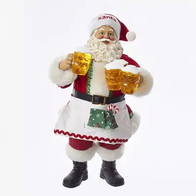 Kurt S. Adler kerstman met bierpullen 27cm rood, wit - afbeelding 1