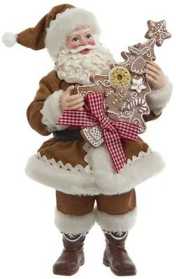 Kurt S. Adler kerstman met peperkoek kerstboom 26cm bruin, wit - afbeelding 1
