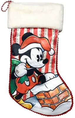 Kurt S. Adler kerstsok disney mickey mouse schoorsteen 45cm rood, wit - afbeelding 1