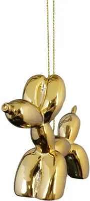 Kurt S. Adler kunststof kerstbal ballonhond 7.5cm goud - afbeelding 1