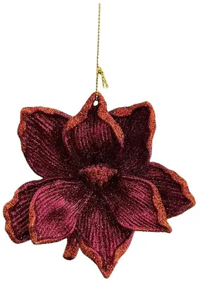 Kurt S. Adler kunststof kerstbal bloem 10cm rood - afbeelding 1