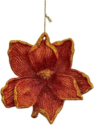 Kurt S. Adler kunststof kerstbal bloem 10cm rood - afbeelding 1