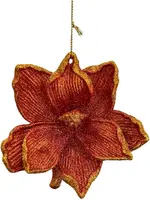 Kurt S. Adler kunststof kerstbal bloem 10cm rood - afbeelding 1