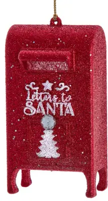 Kurt S. Adler kunststof kerstbal brievenbus van de kerstman 12cm rood - afbeelding 1