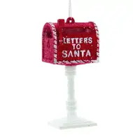 Kurt S. Adler kunststof kerstbal brievenbus van de kerstman 11cm rood, wit - afbeelding 1