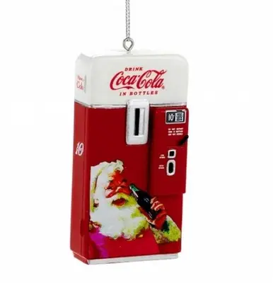 Kurt S. Adler kunststof kerstbal Coca-Cola automaat 8cm rood, wit - afbeelding 1