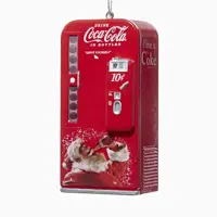 Kurt S. Adler kunststof kerstbal Coca-Cola automaat 8cm rood - afbeelding 1