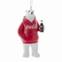 Kurt S. Adler kunststof kerstbal Coca-Cola beer met hoodie 9cm rood, wit - afbeelding 1