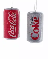 Kurt S. Adler kunststof kerstbal coca-cola blikje 8cm rood, zilver  - afbeelding 1