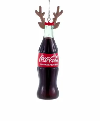 Kurt S. Adler kunststof kerstbal Coca-Cola fles met gewei 11cm bruin - afbeelding 1
