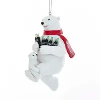 Kurt S. Adler kunststof kerstbal Coca-Cola ijsbeer 10cm wit - afbeelding 1