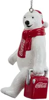 Kurt S. Adler kunststof kerstbal coca-cola ijsbeer met koelbox 12cm wit, rood  kopen?