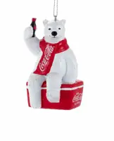Kurt S. Adler kunststof kerstbal Coca-Cola ijsbeer met koelbox 9cm rood, wit kopen?