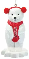 Kurt S. Adler kunststof kerstbal coca-cola ijsbeer met oorwarmers 9cm wit, rood  kopen?