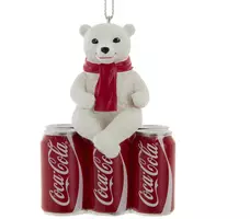 Kurt S. Adler kunststof kerstbal coca-cola ijsbeer op sixpack 7cm rood, wit  kopen?