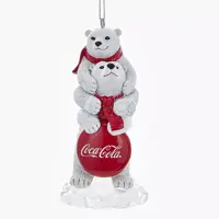 Kurt S. Adler kunststof kerstbal Coca-Cola ijsberen 9cm wit, rood - afbeelding 1
