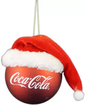 Kurt S. Adler kunststof kerstbal Coca-Cola kerstbal met muts 10cm rood - afbeelding 1