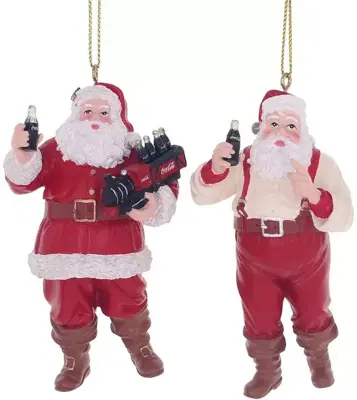 Kurt S. Adler kunststof kerstbal coca-cola kerstman met flesje 9cm rood, wit  - afbeelding 1