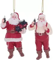 Kurt S. Adler kunststof kerstbal coca-cola kerstman met flesje 9cm rood, wit  - afbeelding 1