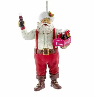 Kurt S. Adler kunststof kerstbal Coca-Cola kerstman met sixpack 13cm rood, wit - afbeelding 1