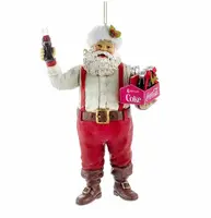 Kurt S. Adler kunststof kerstbal Coca-Cola kerstman met sixpack 13cm rood, wit - afbeelding 1