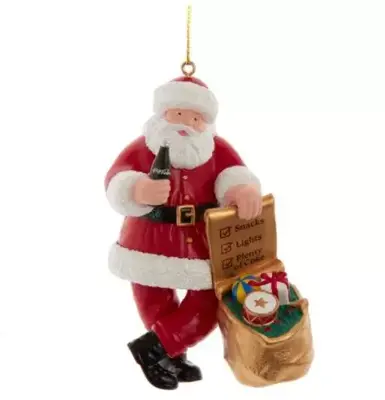Kurt S. Adler kunststof kerstbal Coca-Cola kerstman met zak 10cm multi - afbeelding 1