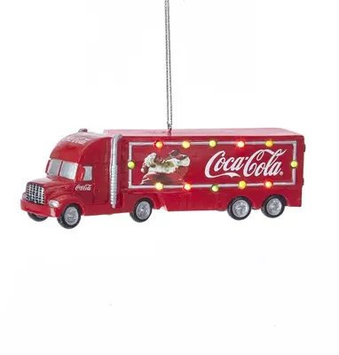 Kurt S. Adler kunststof kerstbal coca-cola truck led 13cm rood  - afbeelding 1