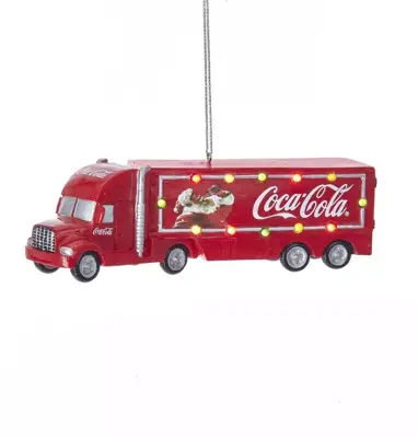 Kurt S. Adler kunststof kerstbal Coca-Cola truck led 13cm rood - afbeelding 1