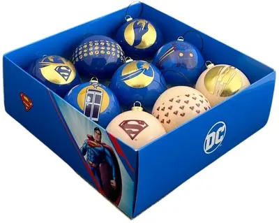 Kurt S. Adler kunststof kerstbal dc comics superman 6cm multi 9 stuks - afbeelding 1