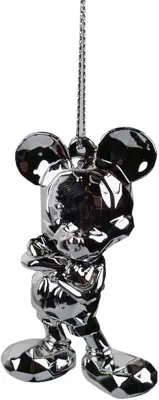 Kurt S. Adler kunststof kerstbal Disney 100 jaar Mickey Mouse 8cm zilver - afbeelding 1