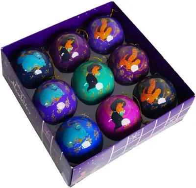 Kurt S. Adler kunststof kerstbal disney aladdin 7.5cm multi 9 stuks - afbeelding 1