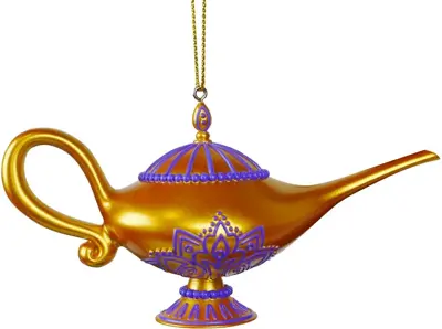 Kurt S. Adler kunststof kerstbal Disney Aladdin lamp 7cm goud - afbeelding 1